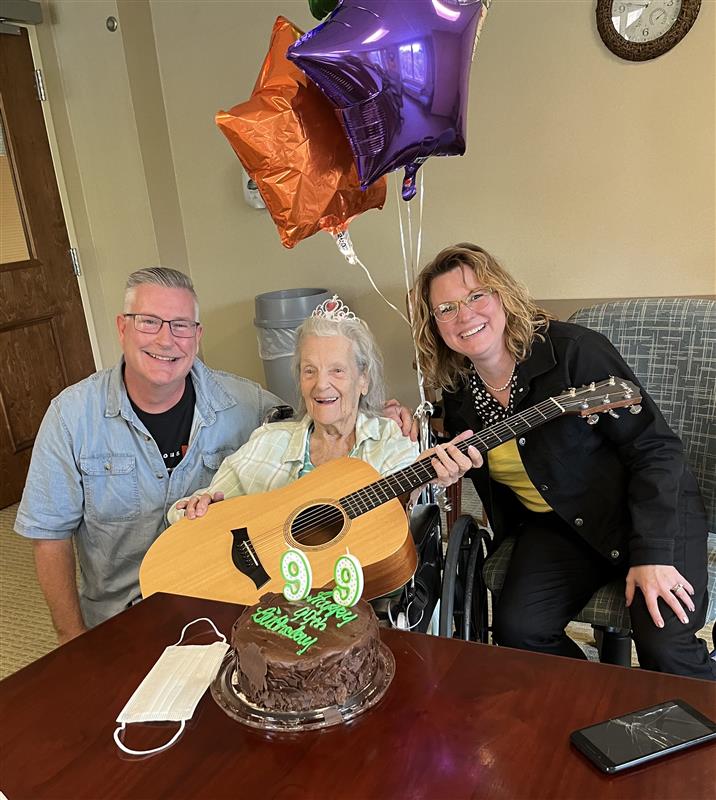 Steve and Linda celebrating Phoebe's 99th birthday